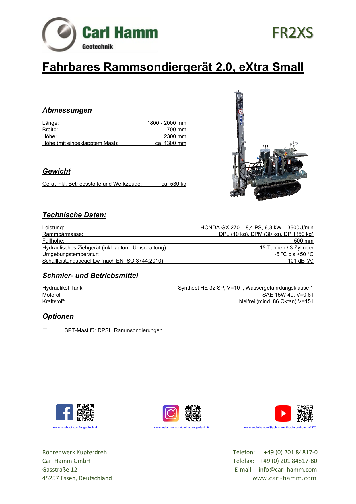 Technisches Datenblatt Carl Hamm FR2XS